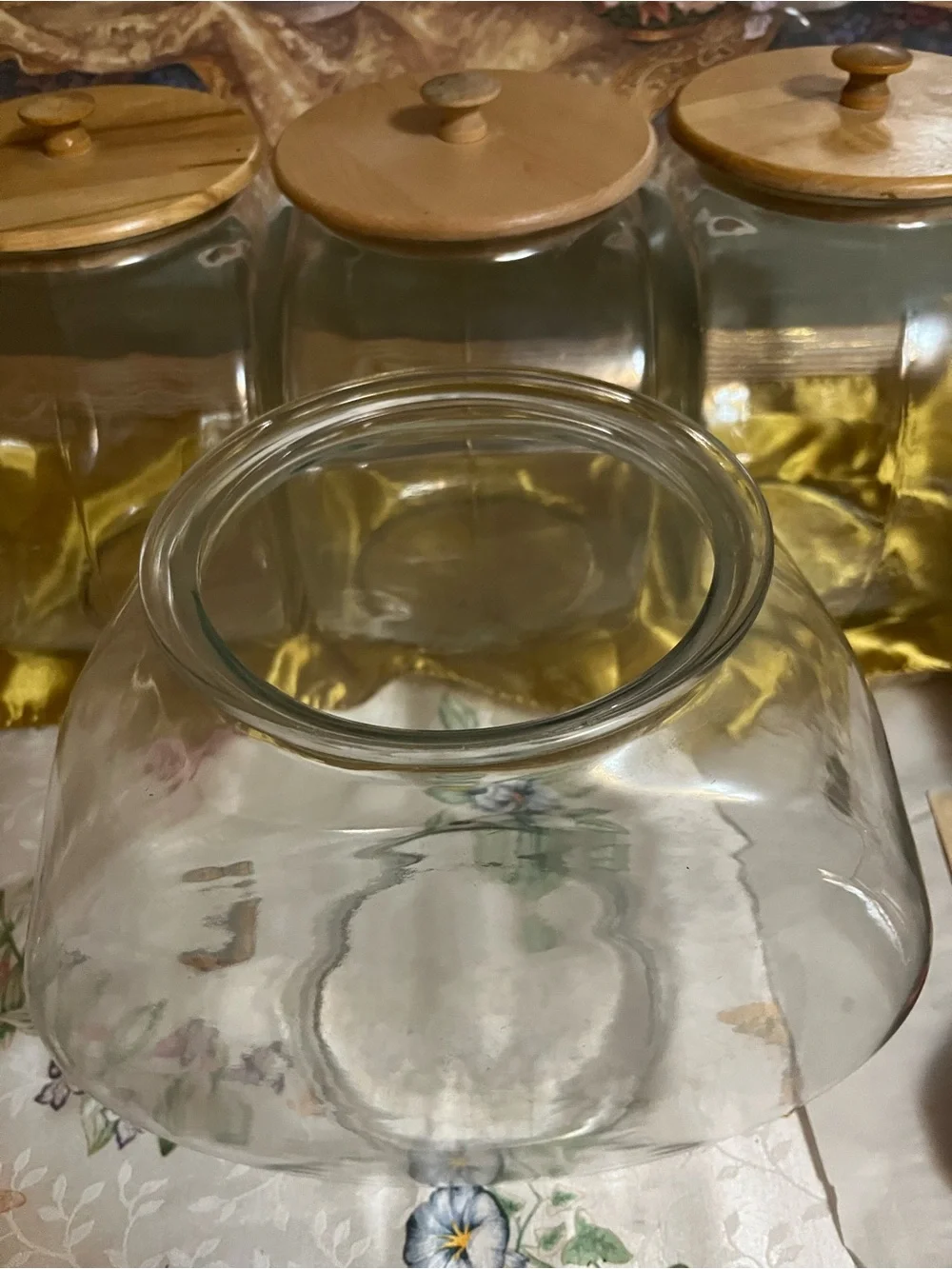 Clear Glass Canister with Wood Lid - Natural Wood Color